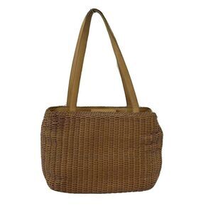 Fossil Tan Leather Woven Hand Bag Purse